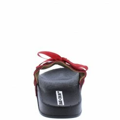 In Touch Della052 Black Stitch Tied Open Toe Mule Slide Sandal