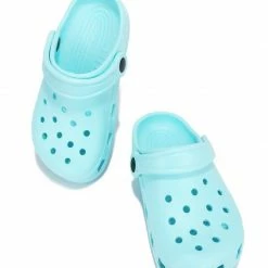 CAPE ROBBIN What's New Gardendoll Blue Cut Out Round Toe Slide On Kids Sandal