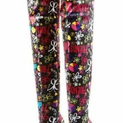 Liliana Doreen074 Black Graffiti Thigh High Pointed Toe Stiletto Boot Boots