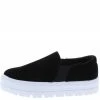 Shoe Republica What's New Goofy Black Round Toe Slide On Platform Sneaker Flat