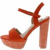 Elegant What's New Gracella8 Orange Open Toe Ankle Strap Slingback Platform Heel