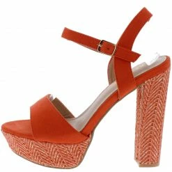 Elegant What's New Gracella8 Orange Open Toe Ankle Strap Slingback Platform Heel