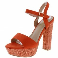 Elegant What's New Gracella8 Orange Open Toe Ankle Strap Slingback Platform Heel