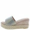 SUP Grass204 Beige Embellished Open Toe Espadrille Wedge Shoes