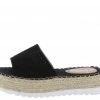 SUP Grass402 Black Laser Cut Open Toe Espadrille Sandal