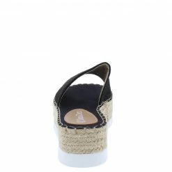 SUP Grass402 Black Laser Cut Open Toe Espadrille Sandal