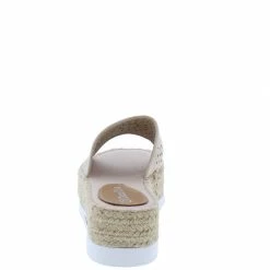 SUP Grass403 Beige Laser Cut Open To Espadrille Slide Sandal