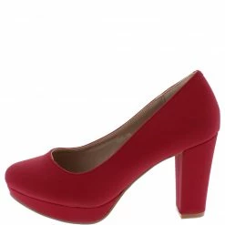 SUP What's New Francis145 Red Almond Toe Low Platform Pump Heel