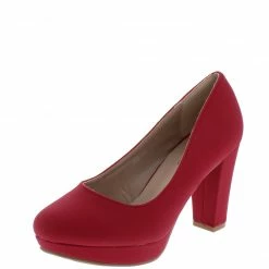 SUP What's New Francis145 Red Almond Toe Low Platform Pump Heel