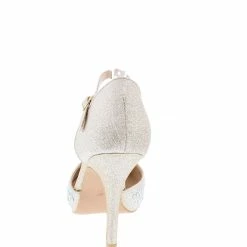 SUP H183 Gold Embellished Almond Toe Ankle Strap Dorsay Heel Shoes