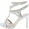 SUP Mid-Low Heel Riley243 Silver Open Toe Strappy Cut Out Sparkle Heel