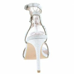 SUP Mid-Low Heel Riley243 Silver Open Toe Strappy Cut Out Sparkle Heel