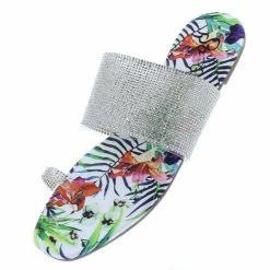 MACHI Heny Multi Embellished Open Toe Flat Slide Sandal