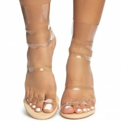 Mata High Hopes Nude Strappy Open Toe Rear Zip Stiletto Heel