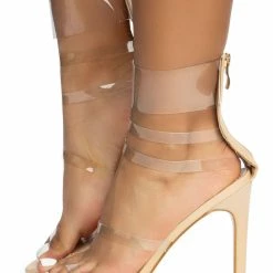 Mata High Hopes Nude Strappy Open Toe Rear Zip Stiletto Heel