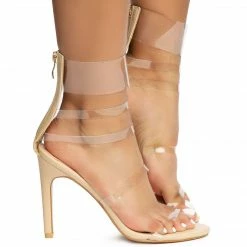Mata High Hopes Nude Strappy Open Toe Rear Zip Stiletto Heel