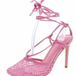 Liliana Debbie219 Bubble Gum Mesh Square Toe Ghillie Lace Up Heel What's New