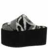 Shoe Republica Haji Black Multi Fleece Round Toe Platform Mule Wedge