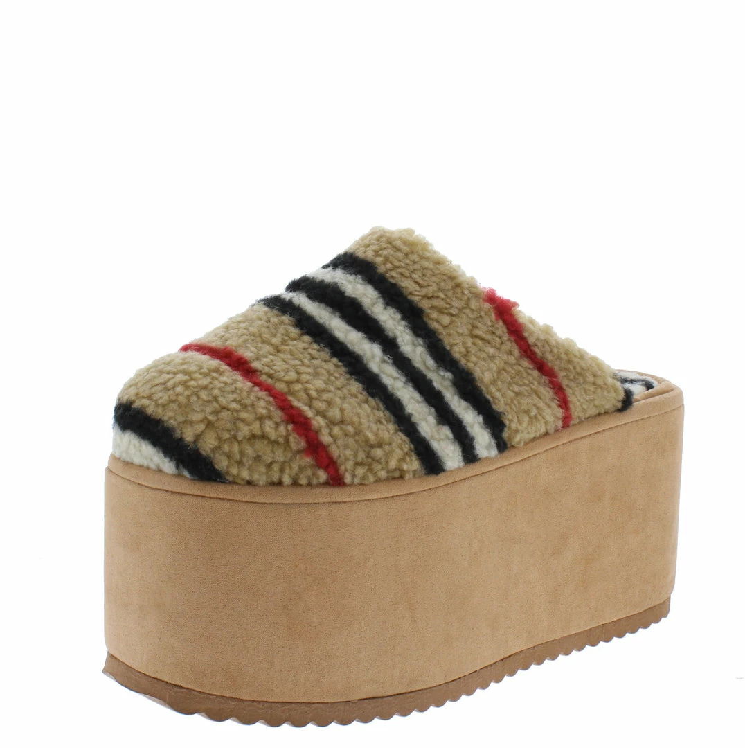 Shoe Republica Haji Taupe Multi Fleece Round Toe Platform Mule Wedge What's New 4 Shoe Republica Haji Taupe Multi Fleece Round Toe Platform Mule Wedge What's New