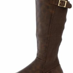 TOP GUY Harmonie1 Brown Knit Buckle Knee High Boot Boots