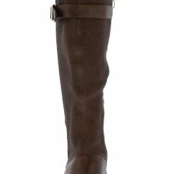 TOP GUY Harmonie1 Brown Knit Buckle Knee High Boot Boots