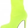 JP Hibiscus40 Neon Yellow Pointed Toe Stiletto Boot Boots