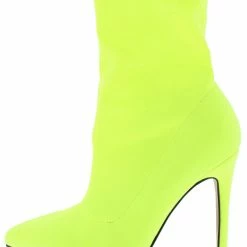 JP Hibiscus40 Neon Yellow Pointed Toe Stiletto Boot Boots