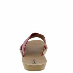QUPID Hip07 Red Black Cross Strap Open Toe Mule Slide Sandal