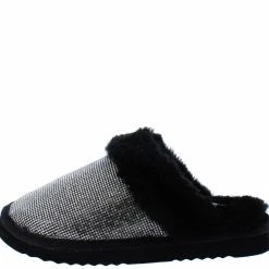 CAPE ROBBIN Shoes Holiday Black Rhinestone Embellished Faux Fur Slipper Sandal