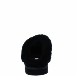 CAPE ROBBIN Shoes Holiday Black Rhinestone Embellished Faux Fur Slipper Sandal