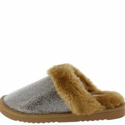 CAPE ROBBIN Holiday Tan Rhinestone Embellished Faux Fur Slipper Sandal