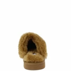 CAPE ROBBIN Holiday Tan Rhinestone Embellished Faux Fur Slipper Sandal