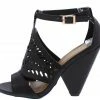 JP Involve06m Black Peep Toe Laser Cut Ankle Strap Angled Heel What's New