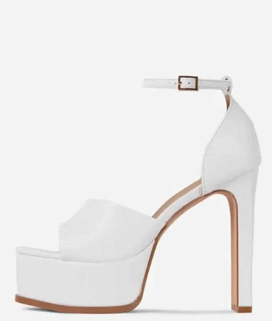 Lemonade Irisa White Open Toe Ankle Strap Platform Heel 4 Lemonade Irisa White Open Toe Ankle Strap Platform Heel