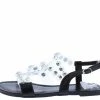 In Touch Shoes Maria204 Black Open Toe Lucite Rhinestone Strap Sandal