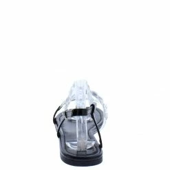 In Touch Shoes Maria204 Black Open Toe Lucite Rhinestone Strap Sandal