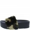Liliana Carolyn119 Camouflage Open Toe Faux Fur Slide Sandal Shoes