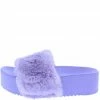 Liliana Carolyn119 Violet Open Toe Faux Fur Slide Sandal
