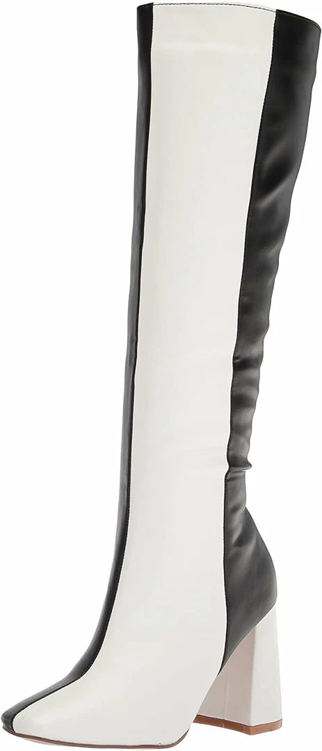 Yoki Boots Jacklyn11 White Multi Panel Knee High Boot 3 Yoki Boots Jacklyn11 White Multi Panel Knee High Boot