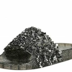 Weeboo Jelly01 Black Sparkle Beaded Open Toe Mule Jelly Sandal