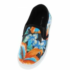 TOP GUY Jason4k Black Floral Slip On Kids Flat