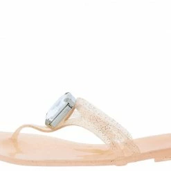 Liliana Shoes Frida102 Nude Sparkle Jewel Ope Toe Thong Jelly Sandal