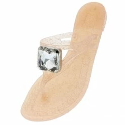 Liliana Shoes Frida102 Nude Sparkle Jewel Ope Toe Thong Jelly Sandal