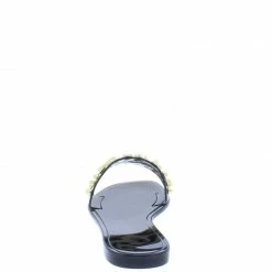 Liliana Ernestine173 Black Studded Lucite Open Toe Slide Sandal Shoes