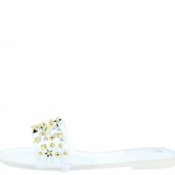 Liliana Ernestine173 Clear Studded Lucite Open Toe Slide Sandal
