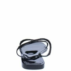 Liliana Marta128 Black Sparkle Zig Zag Strap Open Toe Slide Sandal