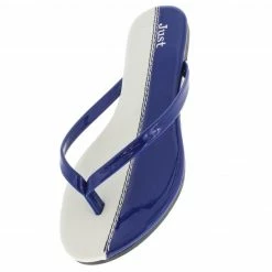 JUST EARL Jesse Royal Blue Color Block Flat Sandal Sandals