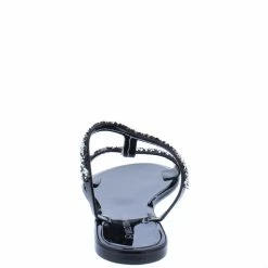 Legend Joanie141 Black Beaded T Strap Open Toe Slide Sandal Shoes