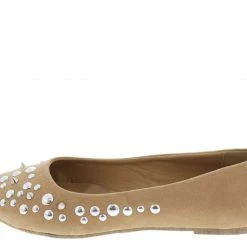 Nature Breeze Joanna01 Beige Studded Pointed Toe Flat Shoes