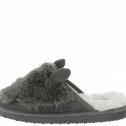 WESTWOOD Josie01 Grey Faux Fur Slide On Slipper Flat Shoes